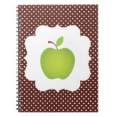 Grünes Apple auf Brown-Tupfen-Hintergrund Notizblock (Vorderseite)