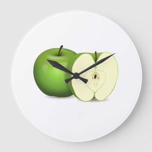 Grünes Apple Große Wanduhr (Vorderseite)