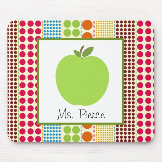 Grünes Apple/mehrfarbiger Tupfen-Lehrer Mousepad (Vorne)