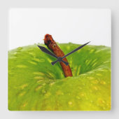 Grünes Apple Quadratische Wanduhr (Vorderseite)