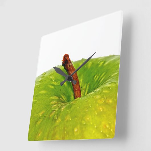 Grünes Apple Quadratische Wanduhr (Winkel)