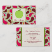 Grünes Apple u. Paisley-Lehrer-Visitenkarten Visitenkarte (Vorne/Hinten)