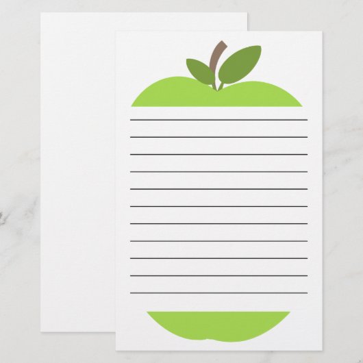 Grünes Apple zeichnete Briefpapier (Vorne/Hinten)