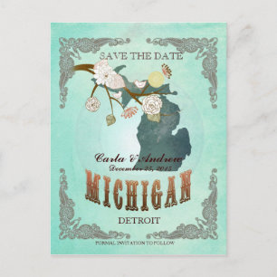 Grünes Aqua Save The Date -MI Karte mit lieblichen