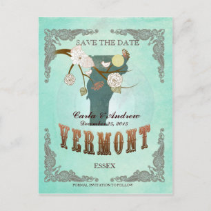 Grünes Aqua Save The Date -VT Karte Mit Lieben Vög