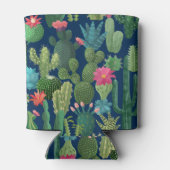 Grünes Aquamarin blühendes Kakteen-Muster Dosenkühler (Rückseite)