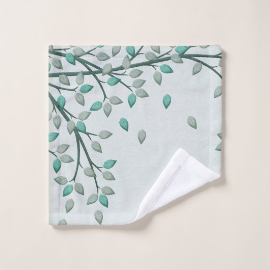 Grünes aquamarines Blätter-Bad-Badezimmer-Tuch-Set Badhandtuch Set (Waschlappen)