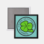 Grünes Aquamarines Kleeblatt Saint Patrick's Day Magnet (Vorderseite/Rückseite)