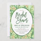 Grünes Aquarell Blätter Tropisches Brautparty Einladung (Vorderseite)