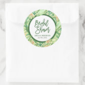 Grünes Aquarell Blätter Tropisches Brautparty Runder Aufkleber (Tasche)