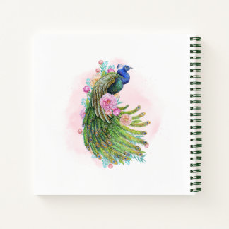 Grünes Aquarell-Pfau-Schönheit – Künstlerisches Sp Notizblock