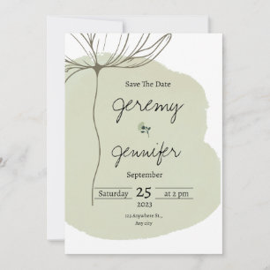 Grünes Aquarell-Porträt minimalistisch Einfach Einladung