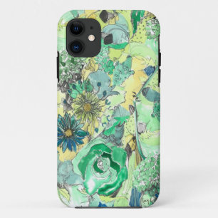 Grünes Aquarell skizzierte Blüte iPhone Kasten Case-Mate iPhone Hülle