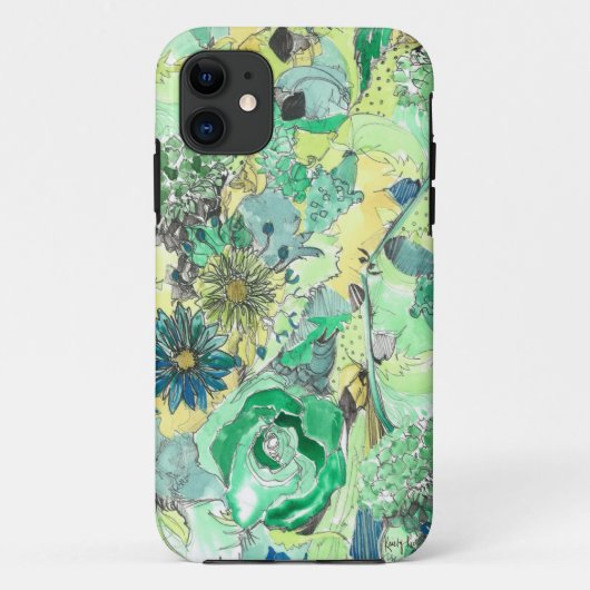 Grünes Aquarell skizzierte Blüte iPhone Kasten Case-Mate iPhone Hülle (Rückseite)