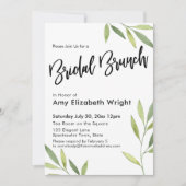 Grünes Aquarellblatt Bridal Brunch Einladung (Vorderseite)