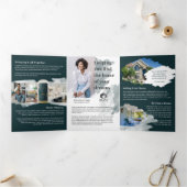 Grünes Aquarelltür Echtes Anwesen Marketing Dreifach Gefaltete Karte (Innenseite)