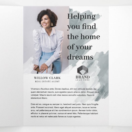 Grünes Aquarelltür Echtes Anwesen Marketing Dreifach Gefaltete Karte (Innenseite Mitte)