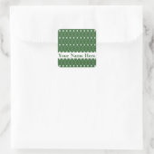 Grünes Argyle-Gitter mit Monogramm Quadratischer Aufkleber (Tasche)