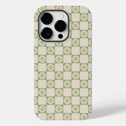 Grünes Ästhetisches Schachblütenmuster Y2K Muster Case-Mate iPhone Hülle (Rückseite)