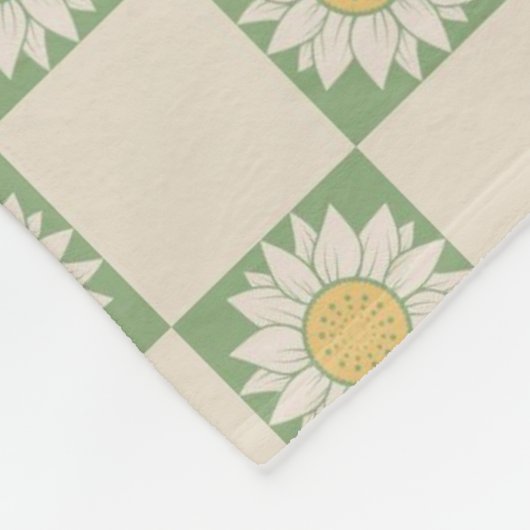 Grünes Ästhetisches Schachblütenmuster Y2K Muster Fleecedecke (Ecke)