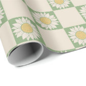 Grünes Ästhetisches Schachblütenmuster Y2K Muster Geschenkpapier (Rolleneckpunkt)