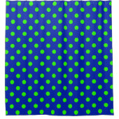 Grünes auf blauem Polka-Punkte-Musterdesign Duschvorhang (Vorderseite)