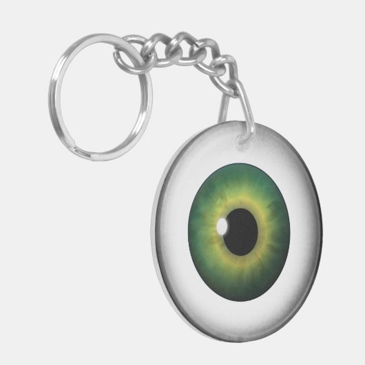 Grünes Auge Eyeball Rund zwei seitliche Acryl-Schl Schlüsselanhänger (Vorderseite links)