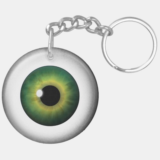 Grünes Auge Eyeball Rund zwei seitliche Acryl-Schl Schlüsselanhänger (Rückseite komplett)