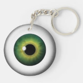Grünes Auge Eyeball Rund zwei seitliche Acryl-Schl Schlüsselanhänger (Rückseite)