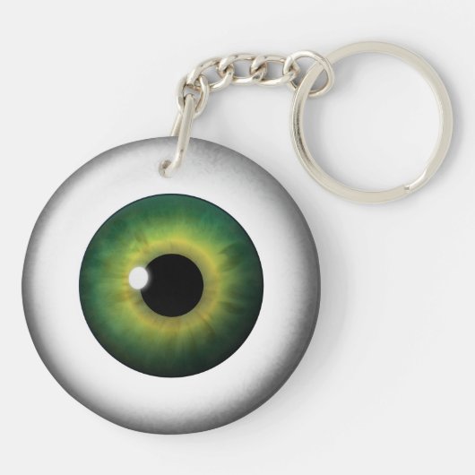 Grünes Auge Eyeball Rund zwei seitliche Acryl-Schl Schlüsselanhänger (Rückseite)
