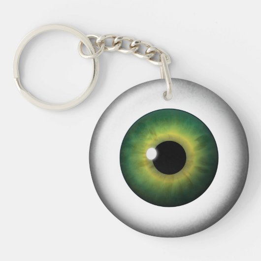 Grünes Auge Eyeball Rund zwei seitliche Acryl-Schl Schlüsselanhänger (Vorderseite)