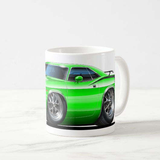 Grünes Auto 1970 Plymouths Cuda Kaffeetasse (VorderseiteRechts)