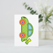 Grünes Auto mit Knochen-Design Postkarte (Stehend Vorderseite)