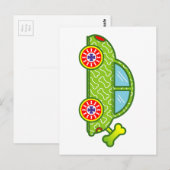 Grünes Auto mit Knochen-Design Postkarte (Vorne/Hinten)