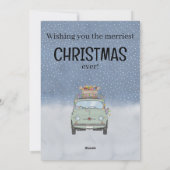 Grünes Auto mit Weihnachtsgeschenken Weihnachtskar Feiertagskarte (Rückseite)