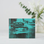 Grünes Auto Postkarte (Stehend Vorderseite)