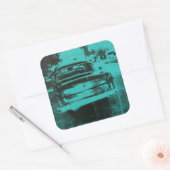 Grünes Auto Quadratischer Aufkleber (Umschlag)