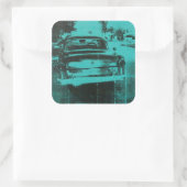 Grünes Auto Quadratischer Aufkleber (Tasche)