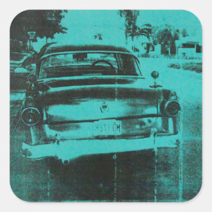 Grünes Auto Quadratischer Aufkleber