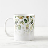 Grünes Avocado Botanisches Muster Mit Monogramm Kaffeetasse (Links)