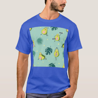 Grünes Avocado nahtlos mit Blatt und Stern T-Shirt