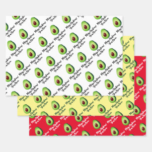 Grünes Avocado Weihnachtsblatt Geschenkpapier Set