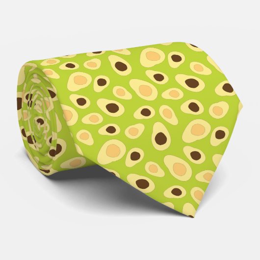 grünes Avocadomuster Krawatte (Gerollt)