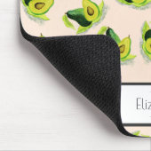 Grünes Avocados Wasserfarbmuster mit Monogramm Mousepad (Ecke)