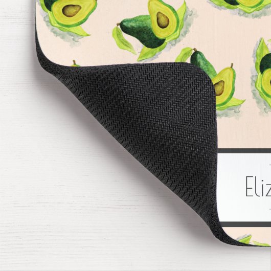 Grünes Avocados Wasserfarbmuster mit Monogramm Mousepad (Ecke)