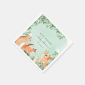 Grünes Baby-Duschpapier Napkin für Waldtiere Serviette (Ecke)
