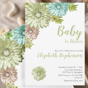 Grünes Baby In Bloom Florales Babyshower Einladung