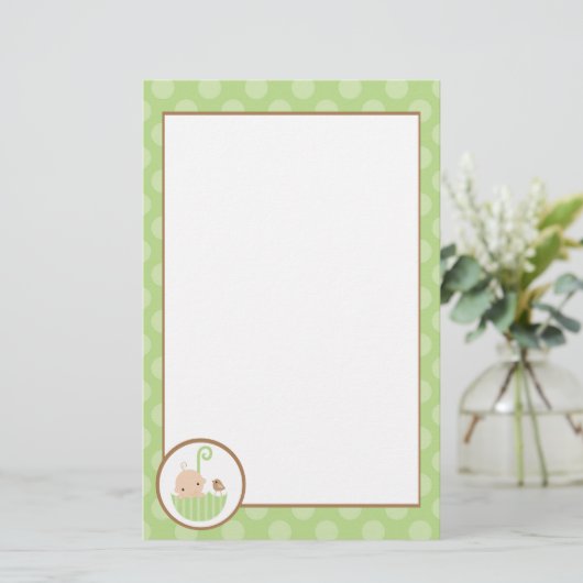 Grünes Baby in Umbrella Briefpapier (Stehend Vorderseite)