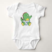 Grünes Babydinosaurier-Schlüpfen aus dem Ei