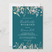 Grünes Bachelorette Wochenende der Wildblume Multi Einladung (Vorderseite)